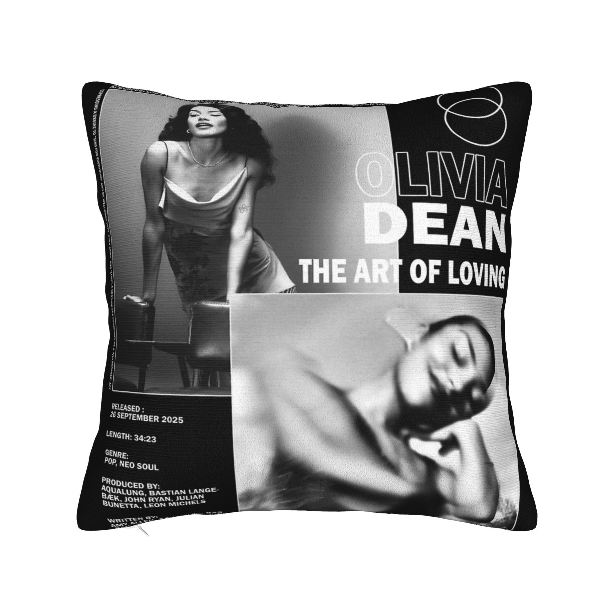 

Decorative Pillow Cover Singer Olivia Dean Stuff Home Pillow Case Cover Zipper Multi-Size 12x12Inch