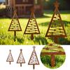 Decorative Ground Stake 3Pcs Rustic Metal Christmas Tree Stake, Weathered Iron Art Xmas Garden Design Sign for Yard Pathway Flower Bed Unique Shape