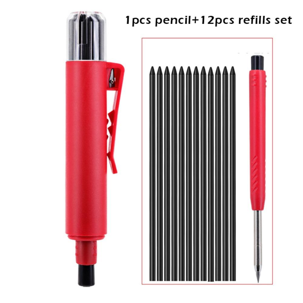 Durable 2.8mm Lead Woodworking Pencil Built-in Sharpener Deep Hole Carpenter Marking Pencil Construction Pencils Carpenter Work
