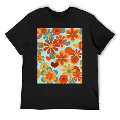70'S Flower Power T-Shirt Vintage Clothes Blouse Plain Clothing For Men