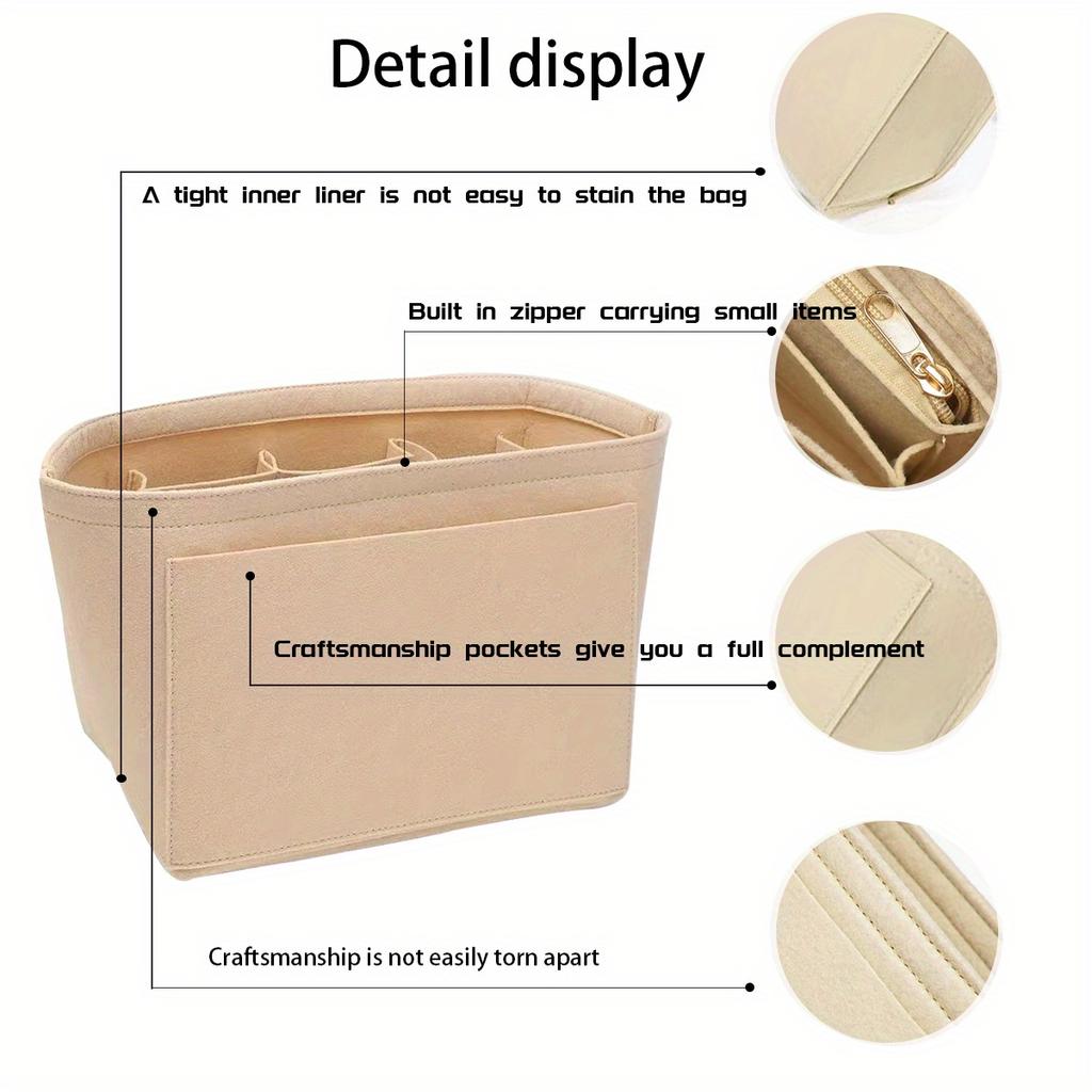 Felt Insert Lining Cosmetic Bag Fits, Handbag Support Liner Organizer Makeup Pouch