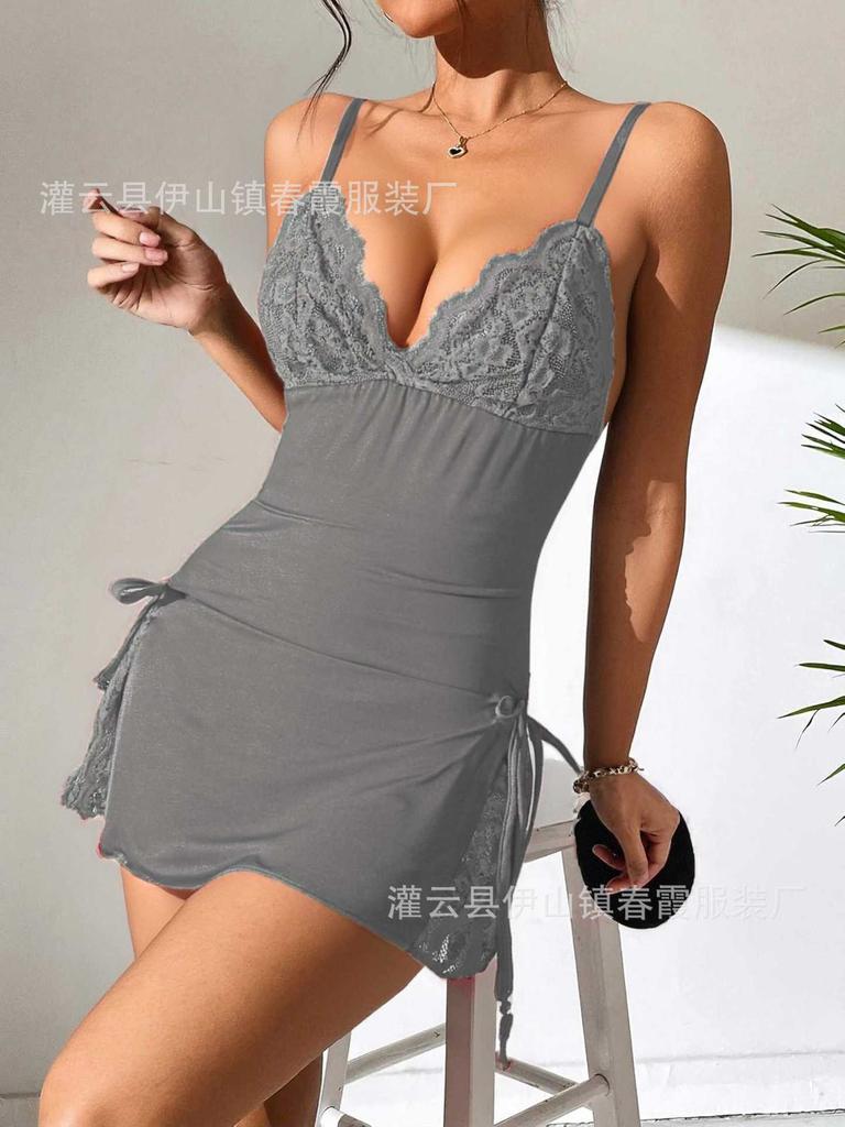 New Suspender Nightdress Women's Underwear Elegant Lace Edge, Wind Thin Nightdress