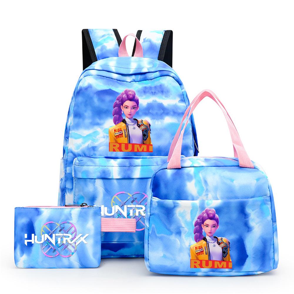 3Pcs/set Anime Demon Hunters Printed Backpack with Shoulder Bag Pengcil Case for Teenager Large Capacity Waterproof Bookbag Back To School Gift