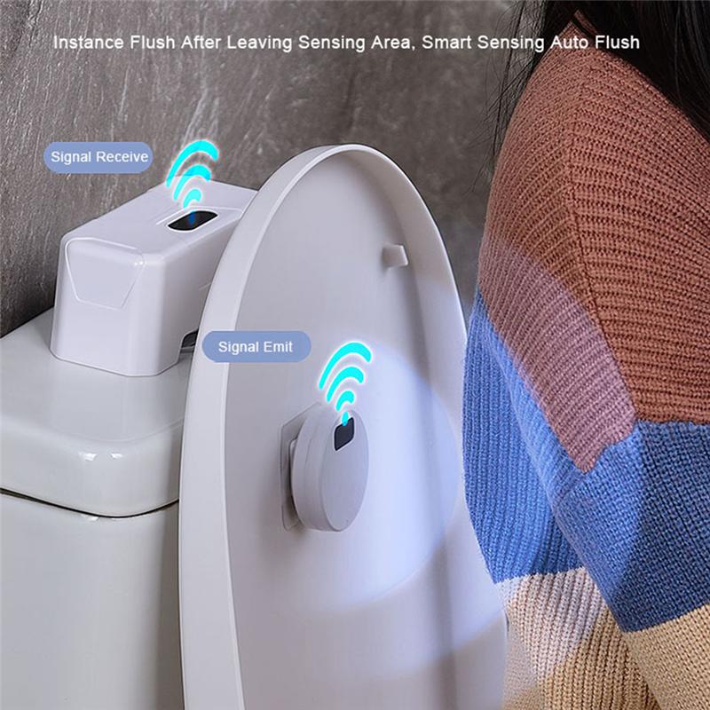 A96I-Toilet Smart Sensor Flusher Toilet Flushing Sensor Automatic Toilet Flush Button +2 X Transmitter