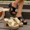 2026 Summer Women's Fashion Plus Size Chunky Heel Single Strap Sandals