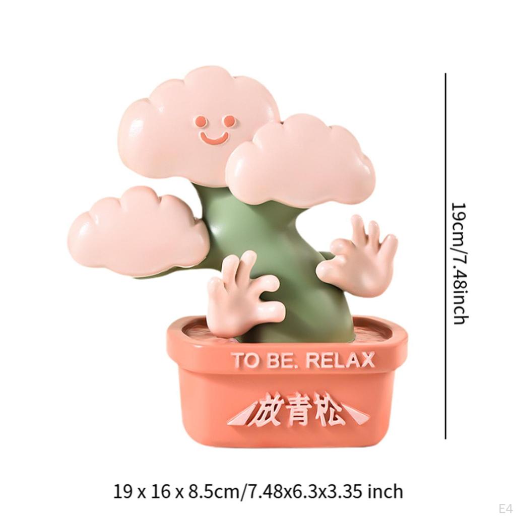Resin Potted Green Planter Figurine Artificial Plant Pot Desk Ornament Decorative Table Cute Novelty
