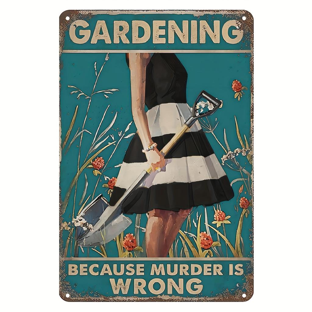 Pc Letrero Metálico de Jardín Vintage Porque Matar Está Mal Letrero Póster Exterior de Campo Regalo para Amante de la Jardinería Decoración de Valla Pared