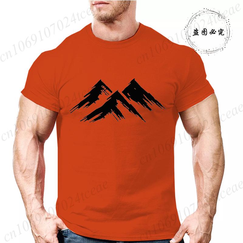 Mens Summer Casual Minimalist Mountain Print Short Sleeve TShirt Graphic Tees for Men Women Summer Tops Oversized Vintage Tees