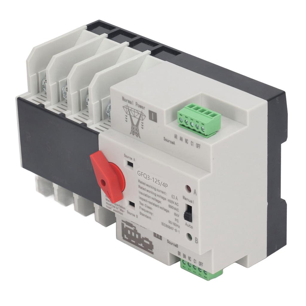 Dual Power Automatic Transfer Switch 4P Fast Switching PC AC 400V 63A for Home Factory