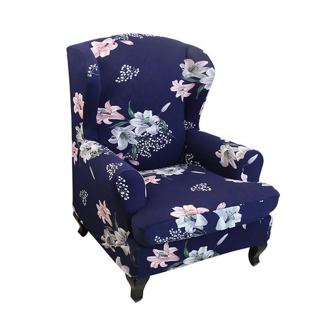Elastischer Sesselbezug, bedruckt, für schräge Armlehnen, King-Back-Stuhlbezug, Stretch-Schonbezug, De Sillon Wingback-Stuhlbezug