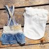 Tangqi Classic Fashion Denim Gradient Suspender Dress for Cats and Dogs