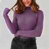Women's Fashion Casual Half High Neck Underlay Solid Color Versatile Knitted Round Neck Pullover Sweater