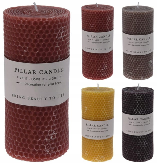 Pillar Candle Decorative with Honeycomb Pattern
