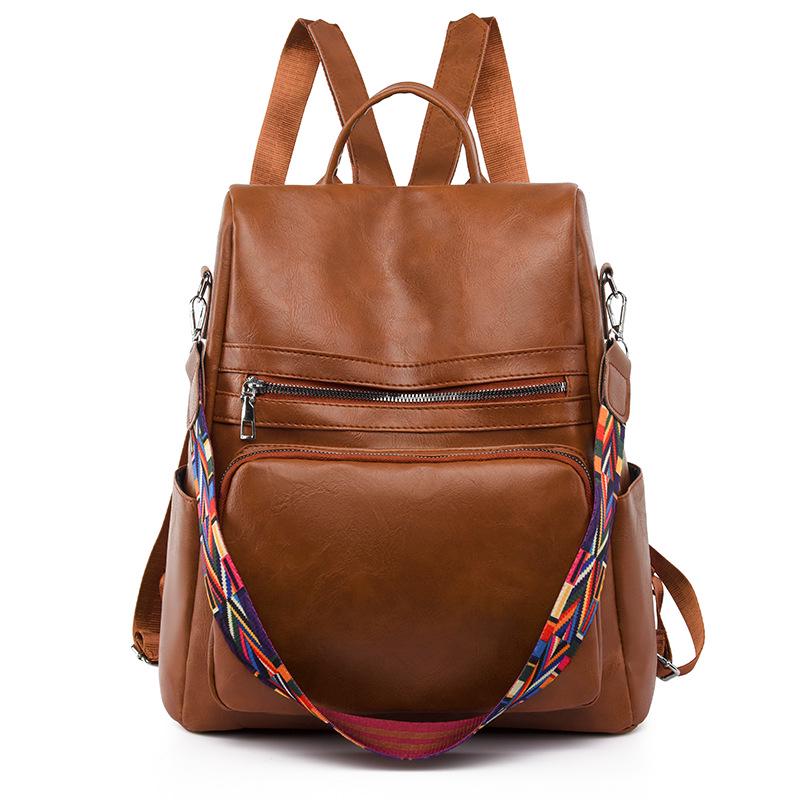 2025 Women s Retro PU Travel Backpack - Large Capacity Outdoor Casual Bag коричневый