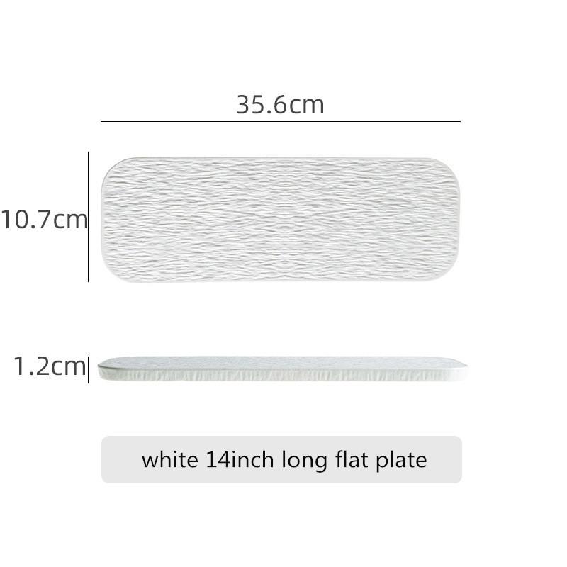Black White Solid Color Rock Grain Restaurant Rectangular Plate Ceramic Long Plate Sashimi Plate Inventory Heart Sushi Utensils