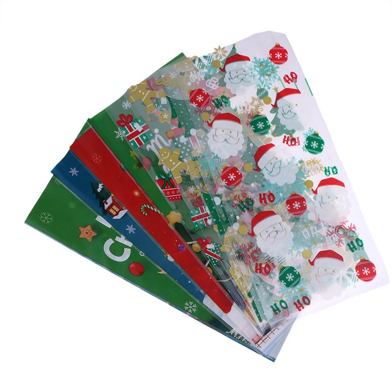 50Pcs Merry Christmas Cellophane Bags With Twist Ties Xmas Candy Gift Bags Year'S Eve Christmas Party Decoration