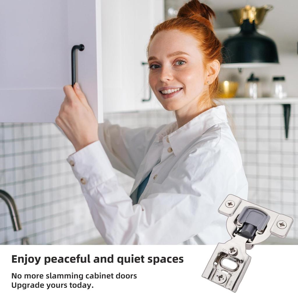 1-2 inch Overlay Soft Close Hinges for Kitchen Cabinet Hinges Satin Nickel Hidden Hinges Stainless Steel