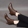 Pointed Short Boots Women's 2025 British Style Simple Temperament Thin High-heeled Women's Boots Fashion Boots Leather Boots Velvet and Thin Ankle Bo