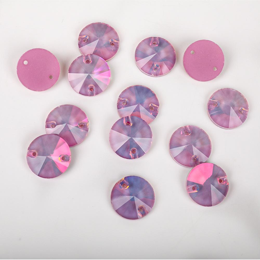 Round Satellite Neon Fluorescent Mocha Protein Glass Hand Seam Drill, Double Hole Rhinestone Flat Bottom Drill Diy Accessories Material Package