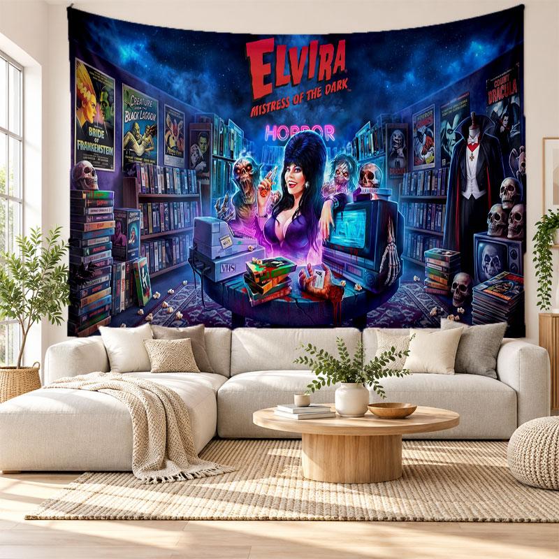 Elvira Mistress of the Dark Wall Tapestry Home Decor Hanging Cloth Art Background Tapestry for Bedroom