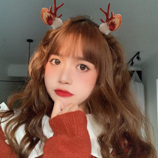 1 para kobiet spinki do włosów kreskówka poroże uszu antypoślizgowa nierdzewna lekka pluszowa dekoracja w kształcie kuli styl bożonarodzeniowy nowy rok świąteczne dziewczyny prezent spinki do włosów