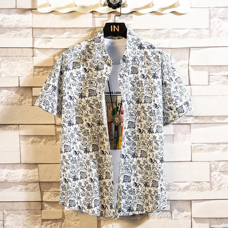 Summer Men's Hawaiian Shirt Printed Short Sleeve Big Size Hawaii Men Beach Floral Shirts