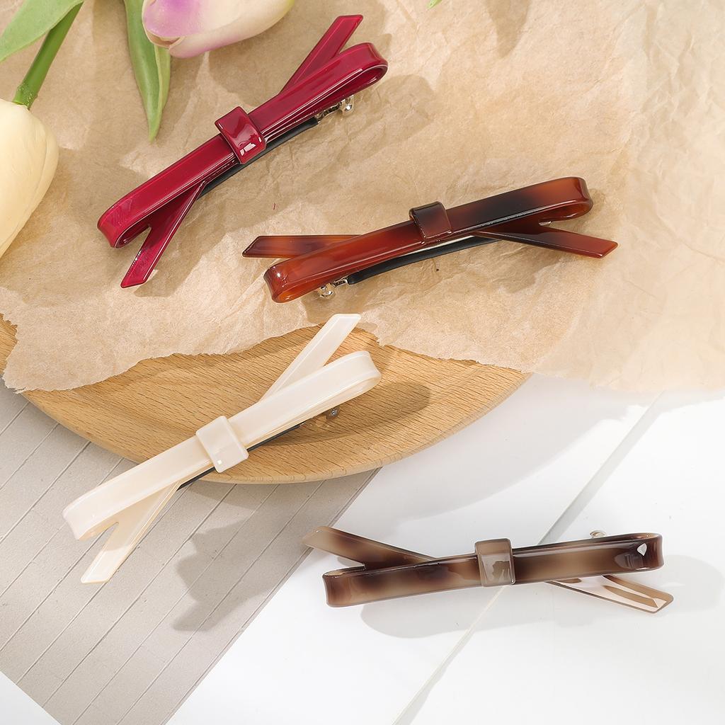 AWAYTR Vintage Acetate Bowknot Duckbill Hairpin Plastic Hair Clips Valentine Headwear Girl Hair Accessories Festival Gift