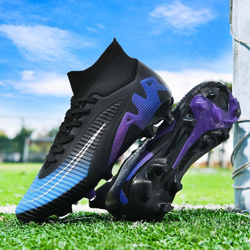 New Men Soccer Shoes Cleats Long Spikes Outdoor Training Football Boots Sport Boys Non Slip Adult Breathable Match Comfortable