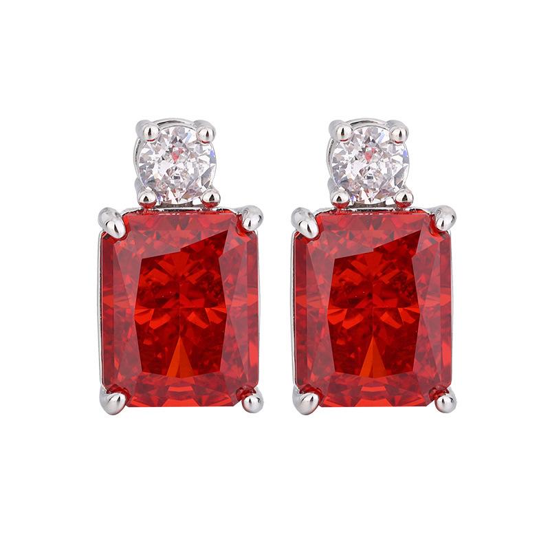 Autumn And Winter Jewelry Set High Carbon Diamond Ice Flower Cut Copper Inlaid With Chinese Red Set Main Stone 8 * 10