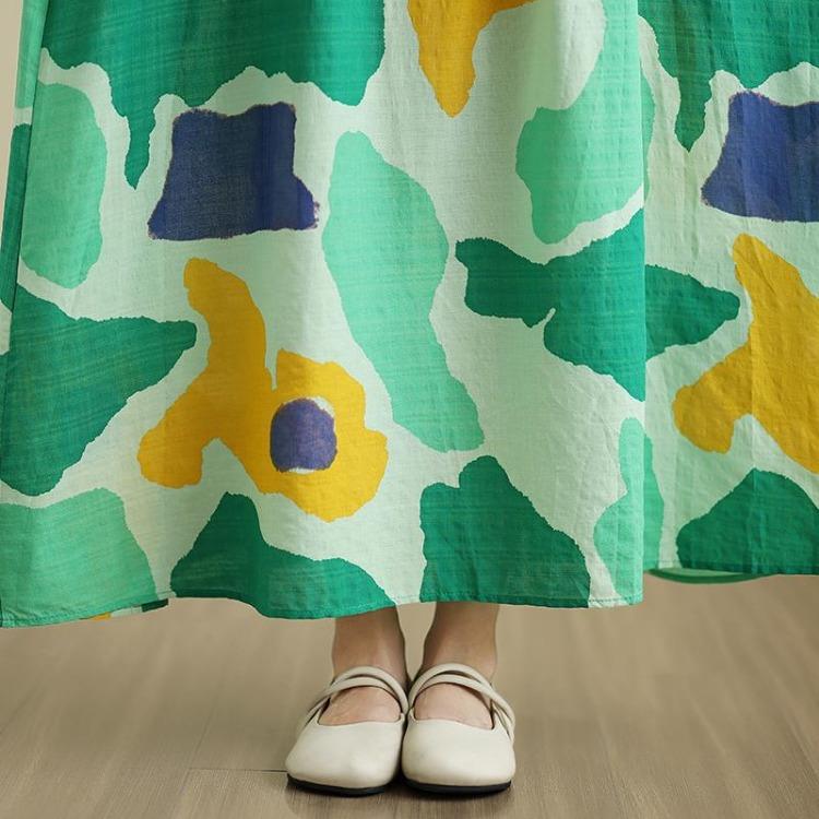 New Vintage Floral Maxi Dress Women Plus Size Spring Long Sleeve Loose Oversize Basic Long Dress