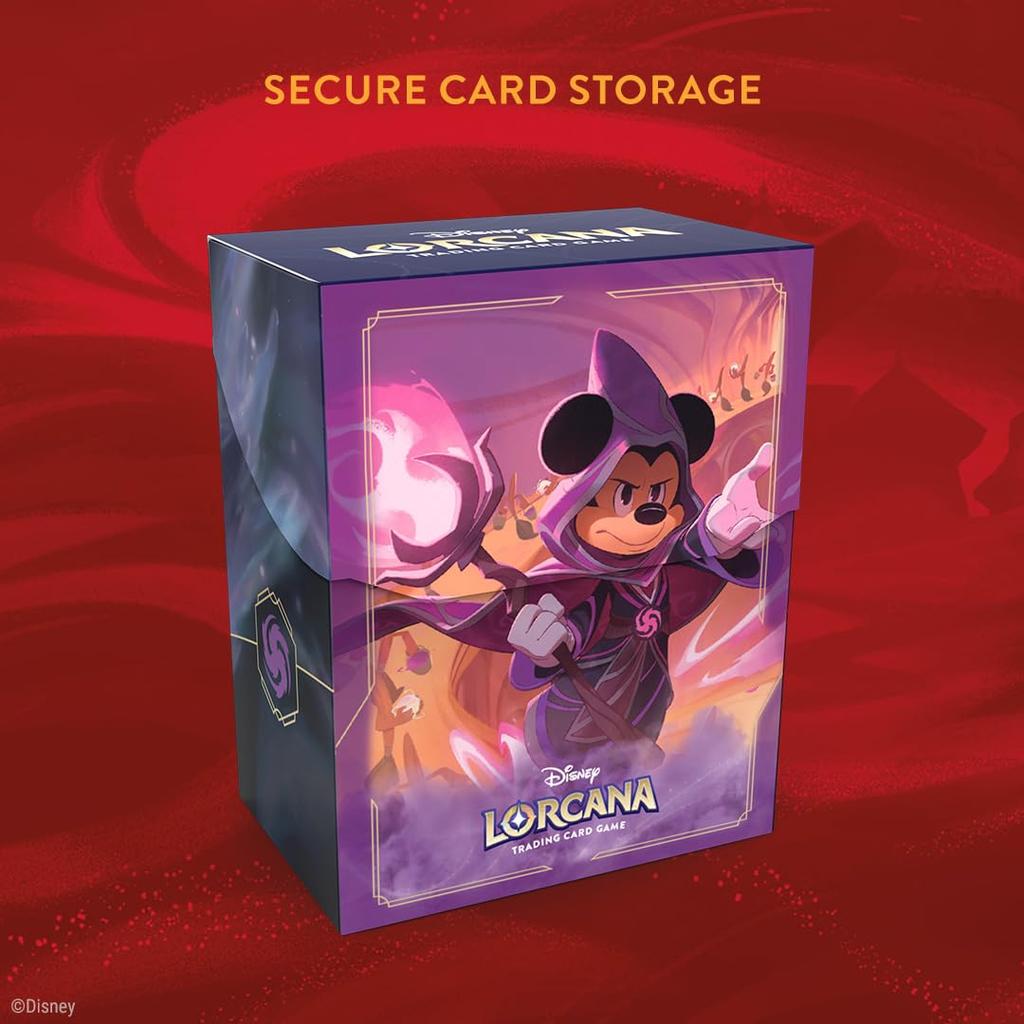 Ravensburger Disney Lorcana TCG Deck Box with Mickey Mouse The Spoiled Magician Safely stores 80 sleeved cards Durable portable organizer for TCG