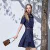 Betu Women's Short Sleeve Pleated Denim Dress
