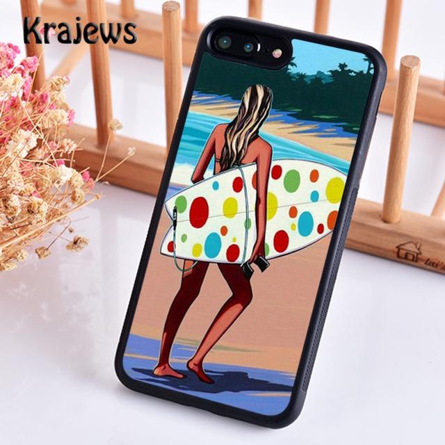 HAWAII BEACH SURF GIRL SURFING ART Phone Case Cover For iPhone 17 Air 16 15 14 Plus 12 13 Pro Max Coque Fundas