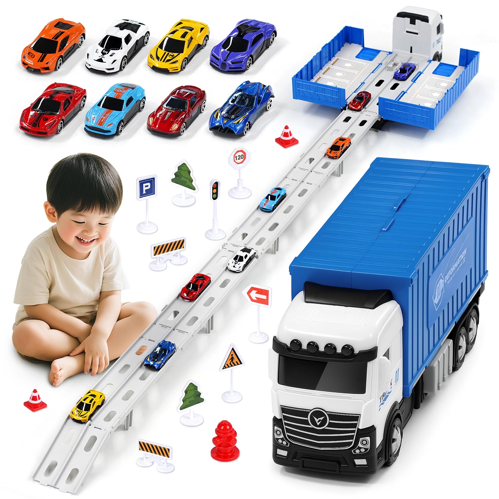 

Joyreal Car Toy Construction Vehicle Set with 1 Storage Vehicle and 6 Mini Toy Working Vehicles for Ages and Birthday Gift for Boys and Educational синий
