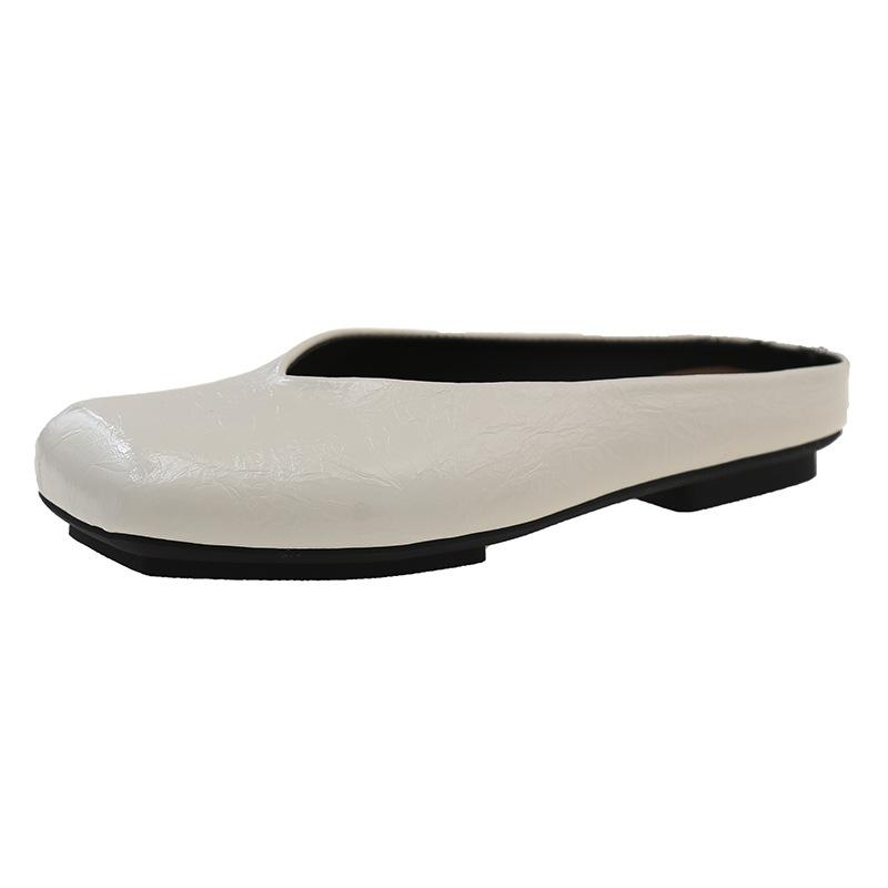 

2025 весна новые однотонные простые и универсальные тапочки с квадратным носком и плоским дном женские сандалии с сумкой на голову 40