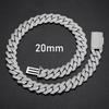 European & American 20mm 3-Row Rhombus Cuban Chain with Moissanite Stones - Trendy High-End Hip Hop Necklace