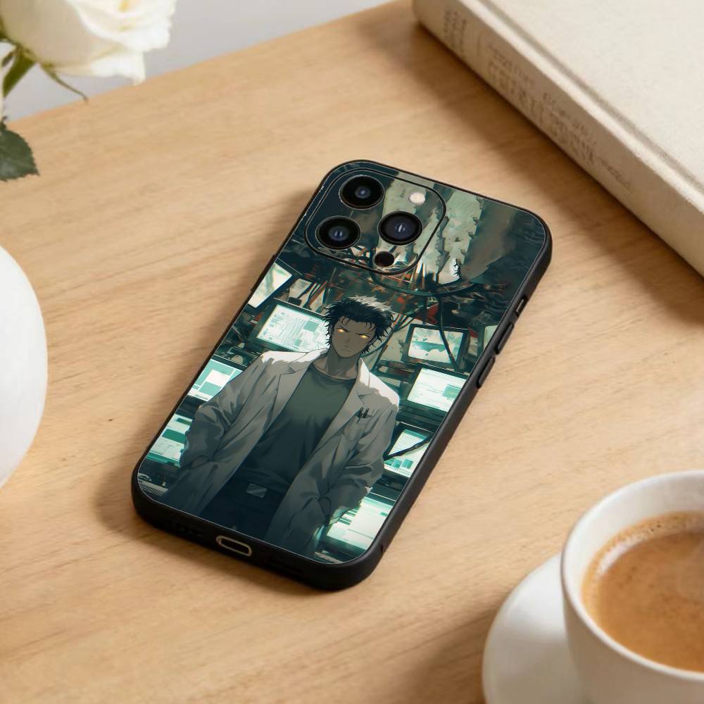 STEINS GATE F-Rintaro O-Okabe Phone Case For iPhone 16,15,14,13,12,17,Pro Max,Plus Silicone Black Case