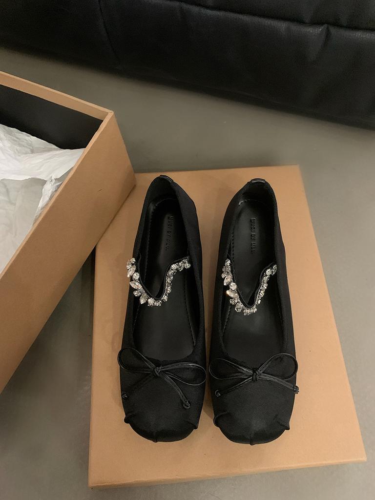 Inner Height Increase Pink Mary Jane Single Shoes Fairy Shoes Spring and Autumn 2024 New French Spring Bow Evening Shoes