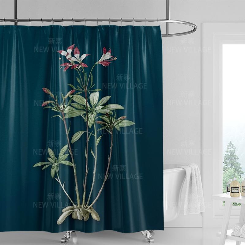 Minimalist Plant Shower Curtain, Modern Bathroom Toilet Decoration Privacy Curtain 180x180cm Waterproof Shower Curtain