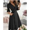 Abiti casual da donna, moda estate primavera, manica lunga, collo a polo, vita media