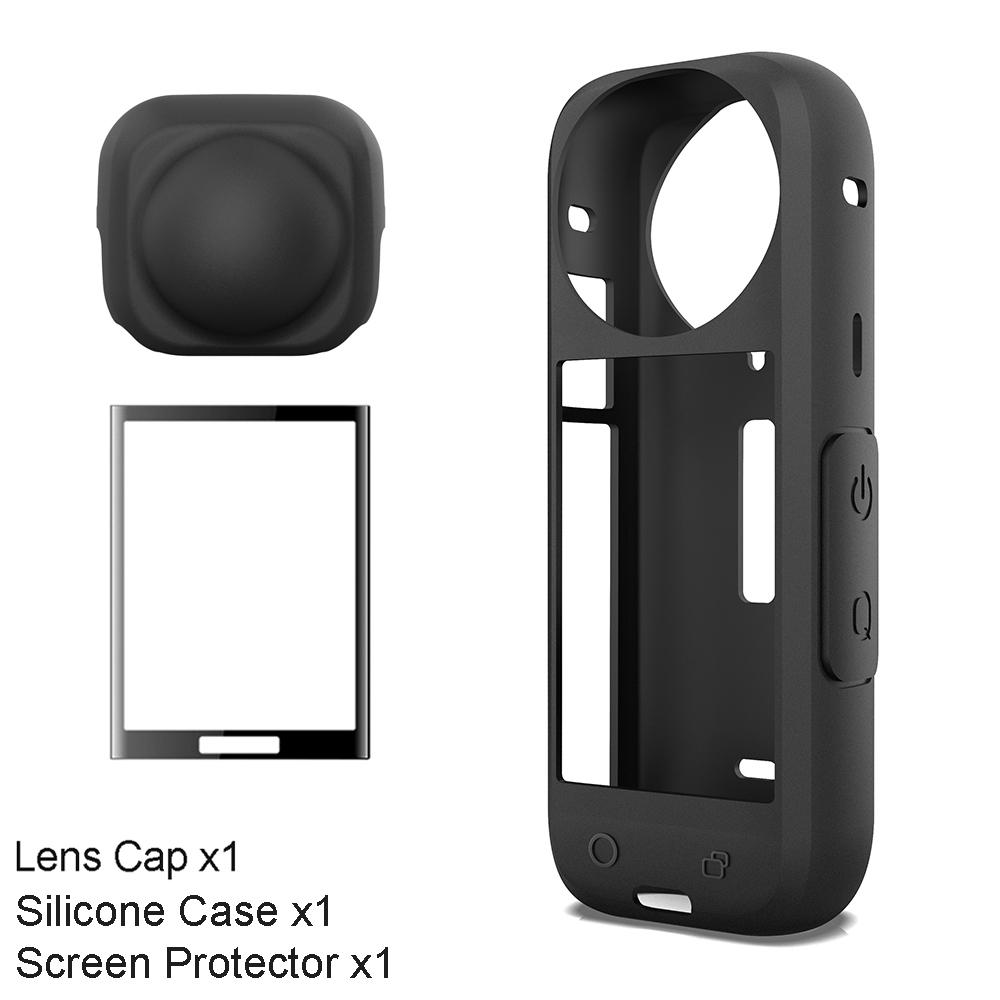 Screen Protector Curved Protective Soft Film for Insta360 X4 Silicone Case Cover Lens Cap for Insta 360 X4 Accessories