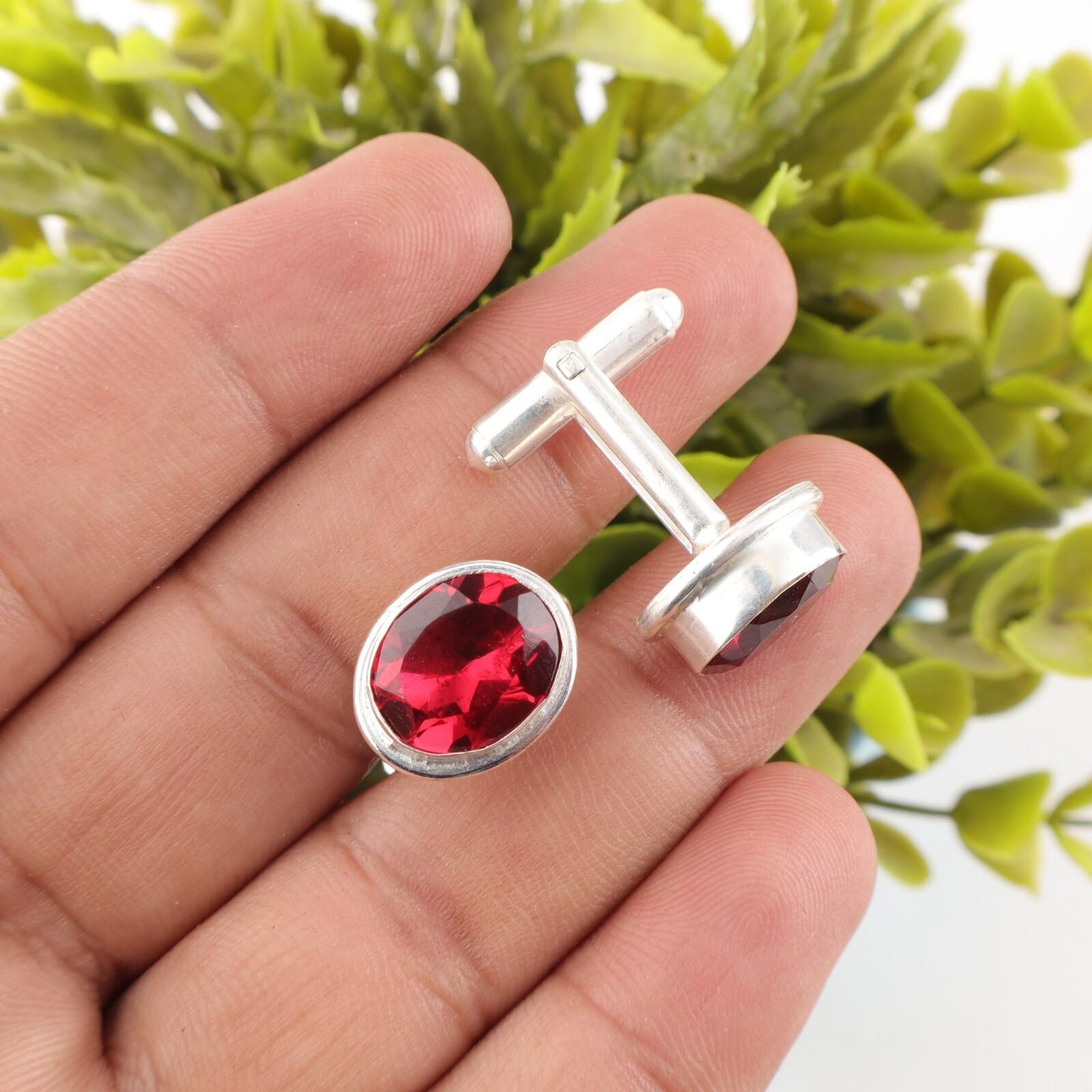 

Pink Rubellite Gemstone 925 Sterling Silver Handcrafted Jewelry Cufflinks 0.59 CL-2-1