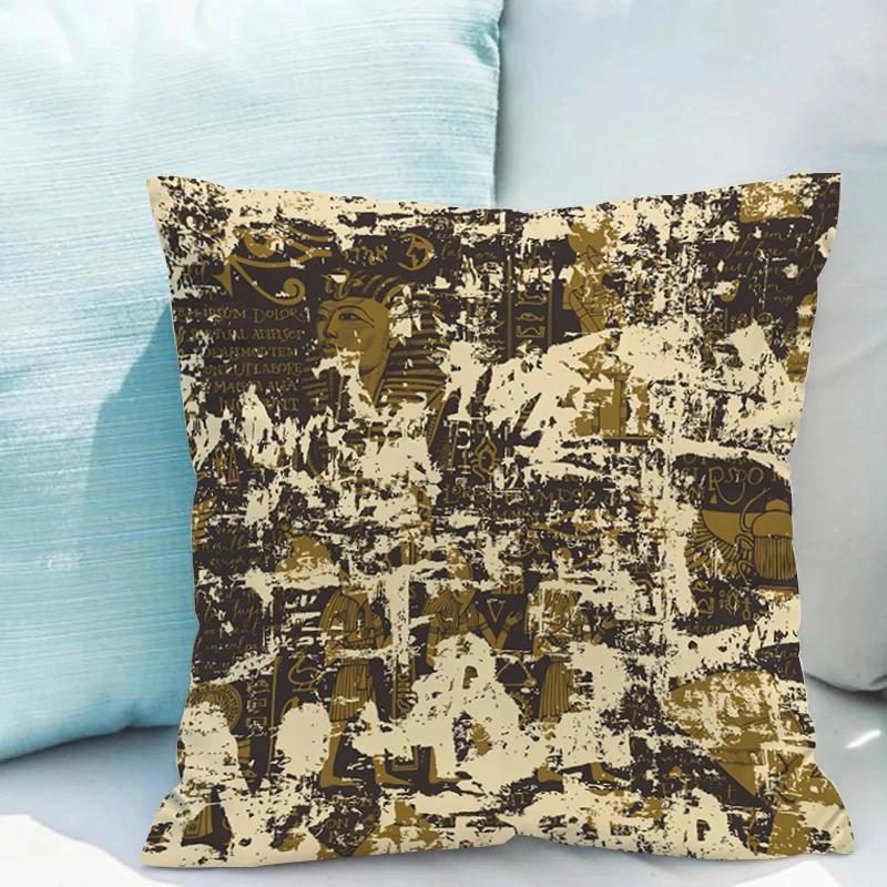Ancient Egyptian Pharaoh Hieroglyphs Pillow Cases for Bed Cushion Cover 50x50 Car Sofa Cushions Covers Game Room Decoration Home