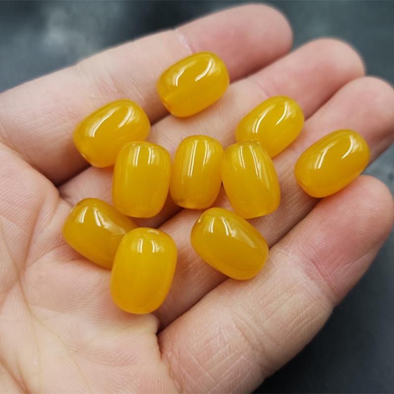Yellow Agate Chalcedony Barrel Beads for DIY Jewelry Making 10x13mm