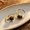 2Pcs Tiger Eye Stone Ring for Men Women, Adjustable Natural Stone Open Ring, Vintage Statement Ring, Jewelry Gift for Him Her