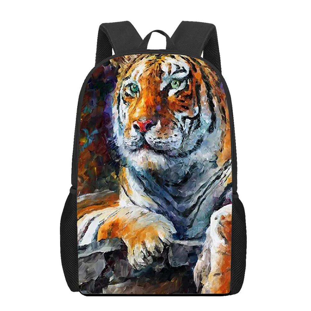 Creative Fiercely Tiger Pattern Backpacks for Girls Boys Children Students Book Bag Teenager Shoulder Rucksack Travel Backpack