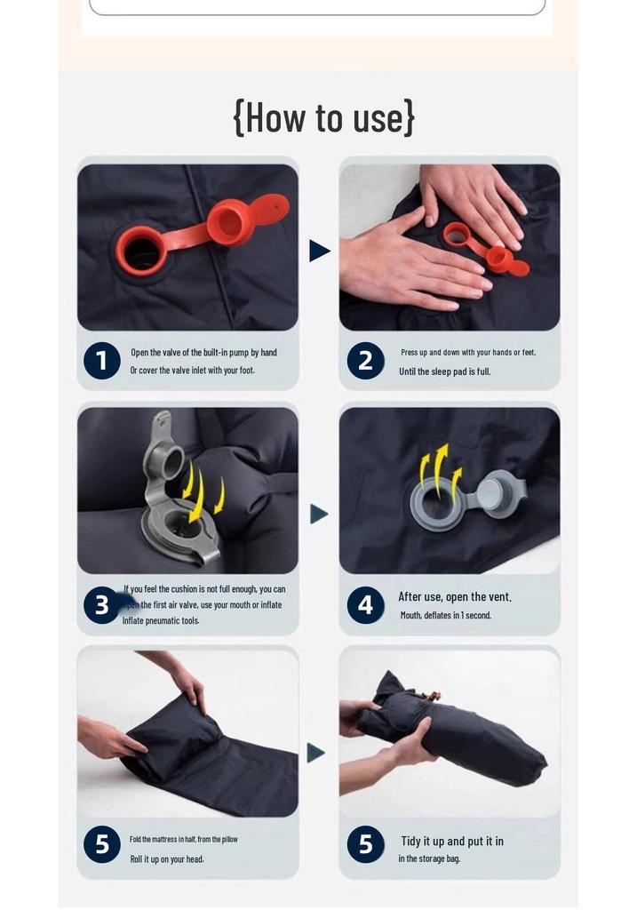 Double Inflatable Camping Pad with Built-in Foot Pump & Pillow - TPU Rhombus Design for Outdoor Sleeping