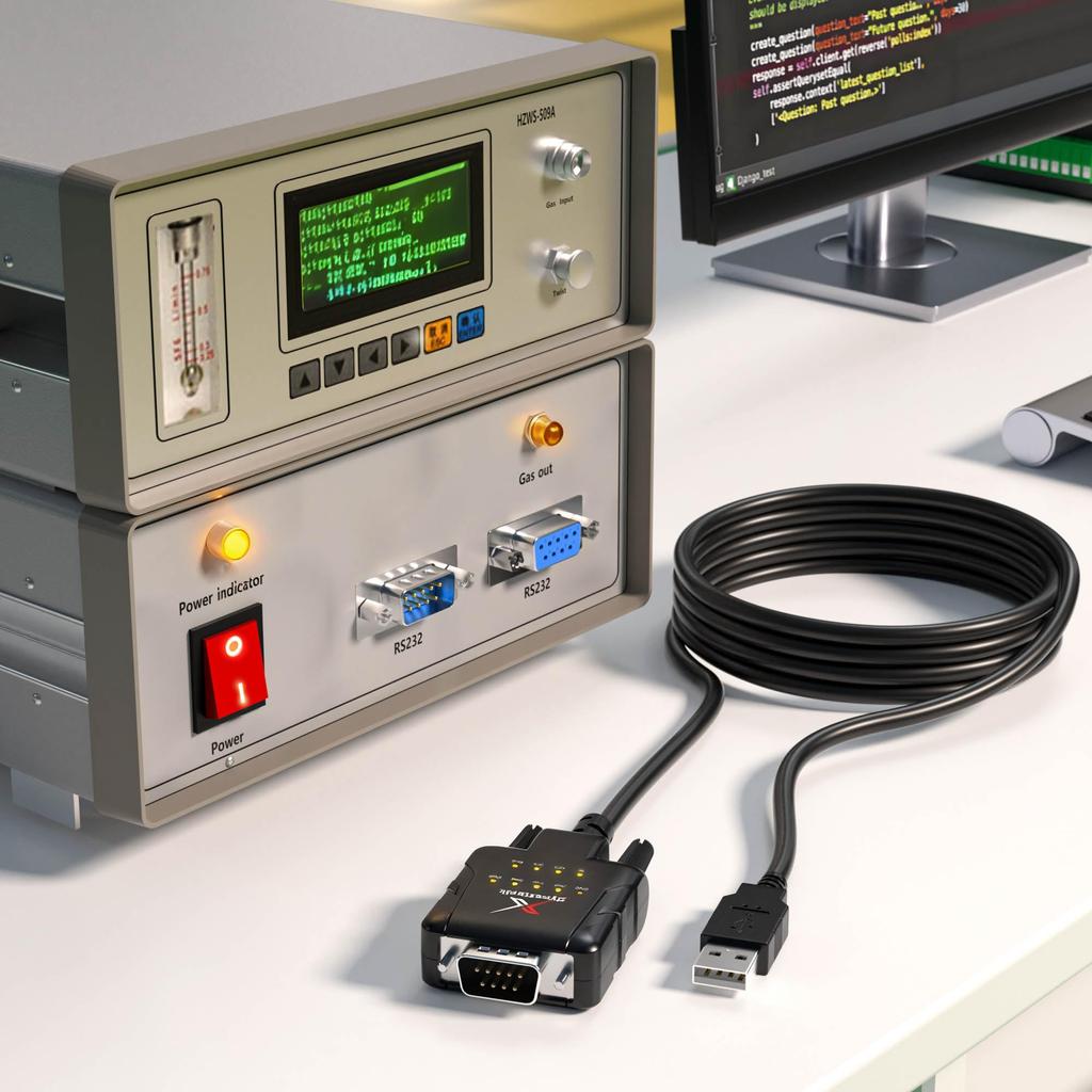 dynattenik DeStatix A9 adapter DB9 with 9 LED FTDI-equipped USB-RS-232 (male), indicators, 6-pack.