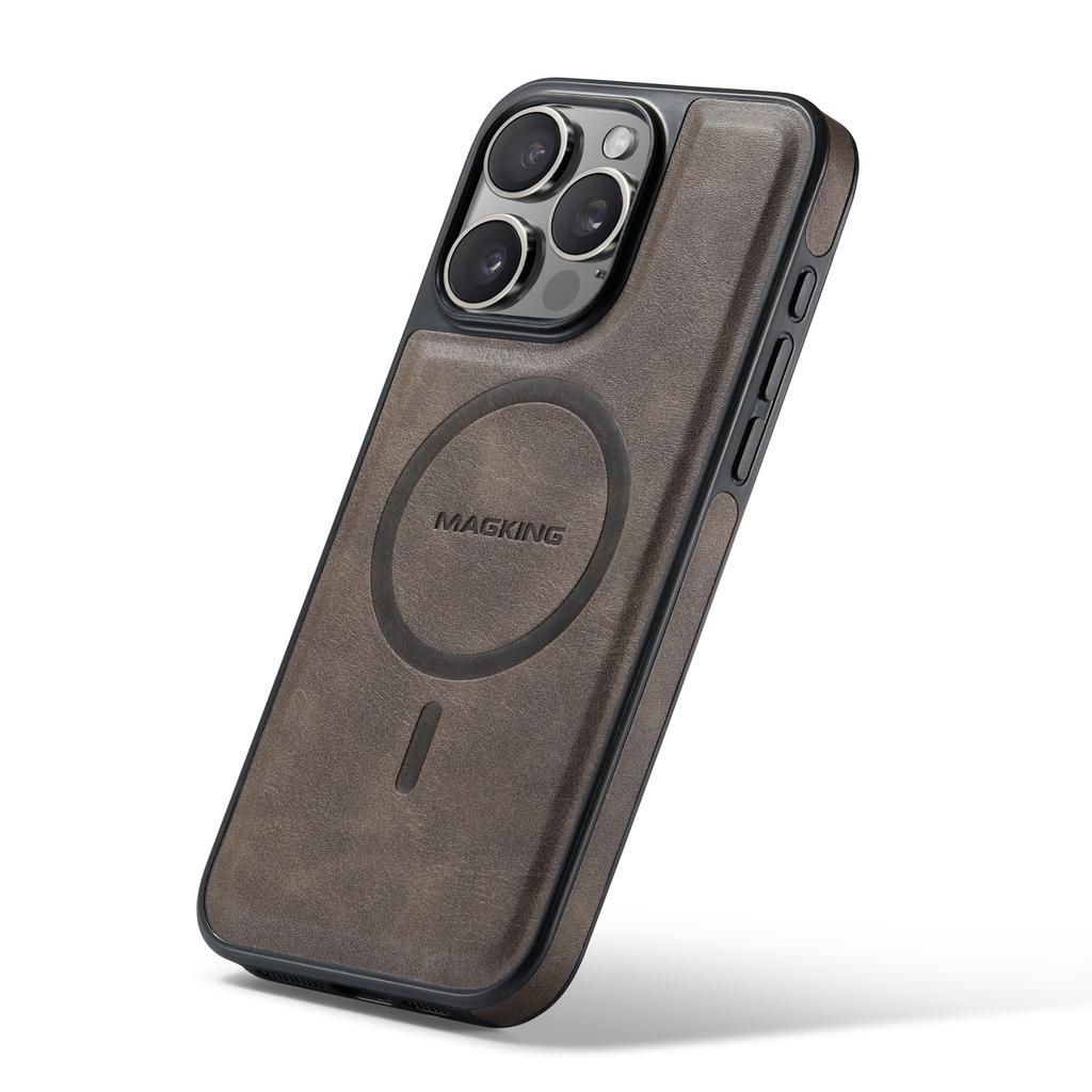 MAGKING K1 Serie Für iPhone 15 Pro Max Magnetische Hülle PC+TPU+PU Leder Stoßfeste Handyhülle