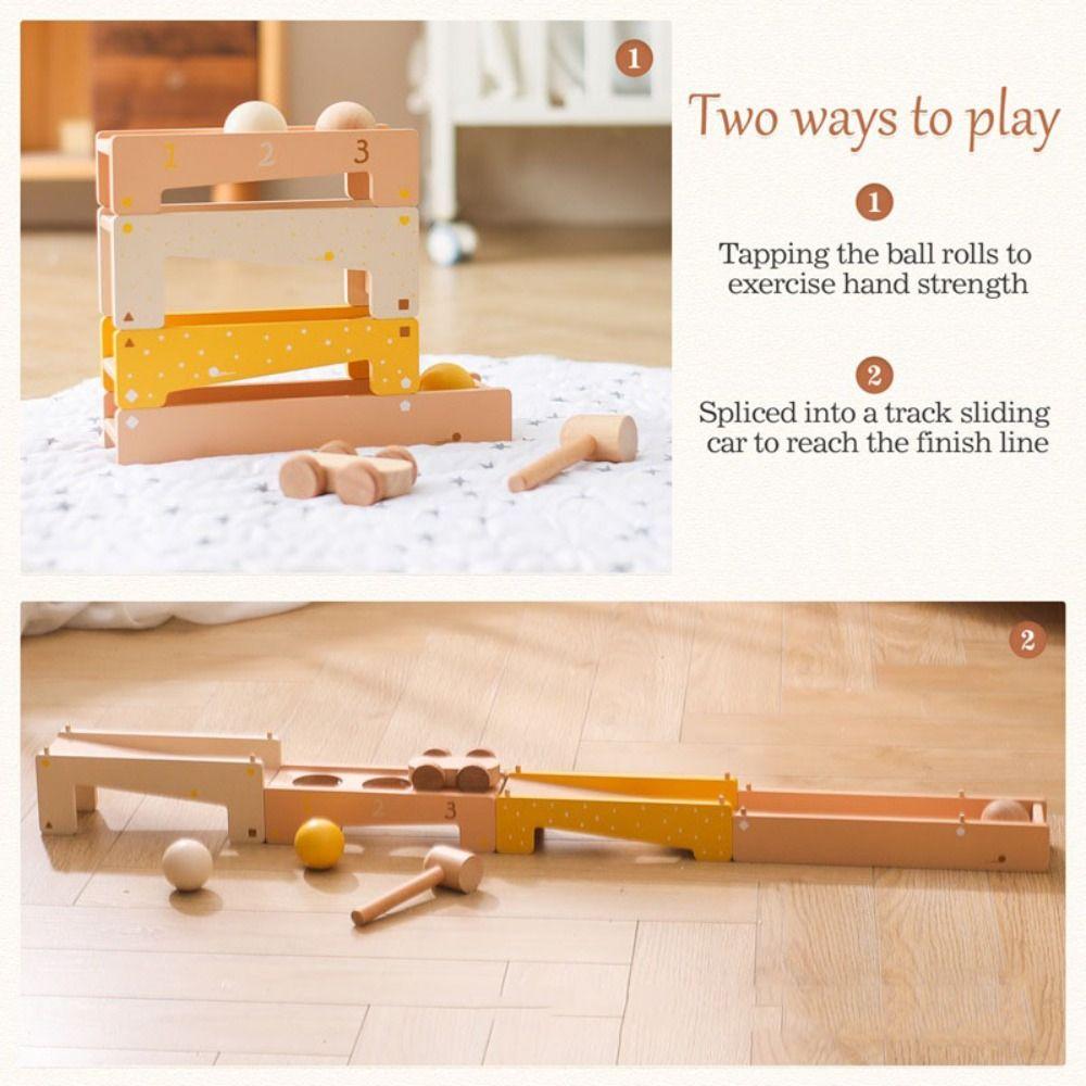 Interactive Toys Stacking Building Blocks Wooden Trolley Track Sliding Ball  Birthday Gifts